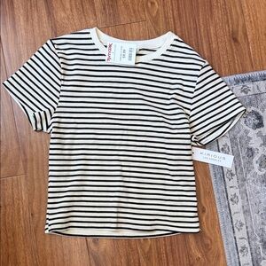 Kirious Black & White Striped Short Sleeve Tee